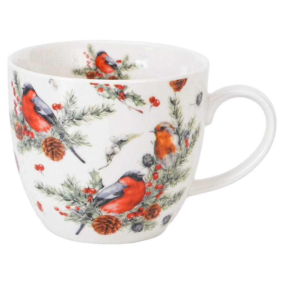 Teebecher Weihnachtsbecher Kaffeebecher Weihnachten weiß bunt Porzellan 460ml - Bild 2 von 4