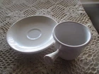 WHITE FIESTA AD CUP & SAUCER ESPRESSO DEMITASSE Stick Handle 1st Quality EX