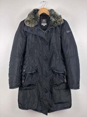 Womens Peuterey Down Hooded Parka Jacket Navy Blue Size 42