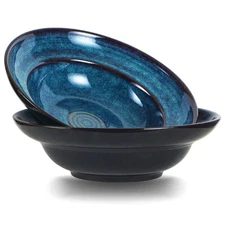 Ceramic Pasta Salad bowl 10" Wide Rim Soup Bowls 48oz Deep Porcelain Pasta Pl...