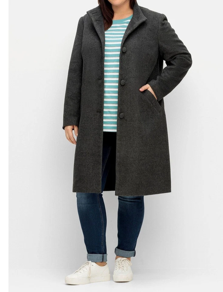 Sheego Mantel 52 Damen Langjacke Kurtzmantel Übergang Herbst Gehrock #653 - Bild 2 von 4