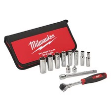 Milwaukee Tool 48-22-9000 3/8 In Drive Socket Wrench Set Sae 12 Pieces 5/16 In