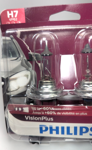 Philips Vision Plus H7 55W Headlight Bulb Upgrade Replacement (2 Pack) OPEN BOX - Picture 3 of 6