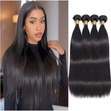 Straight Human Hair Bundles 16 18 20 22 Inch Trippy Hair Quick Weave 4 Bundles H