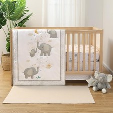 3 Piece Elephant Whimsy Baby Crib Bedding Set Boy or Girl, Nursery Decor Boy ...