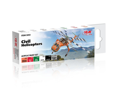 ICM 3093   Acrylic paint set for Civil Helicopters