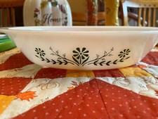 Vintage Glasbake Green Daisy Divided Vegetable