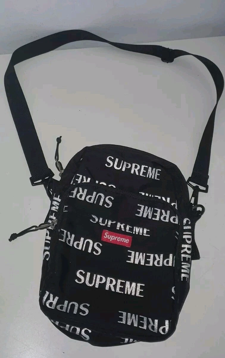 Sac bandoulière FW16 Supreme 3M répétition réfléchissante tissu Cordura noir rare 