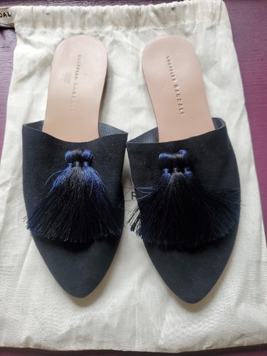 Loeffler Randall Black Flats with Navy/Black Tassels Women's Size 7.5B - Picture 3 of 14