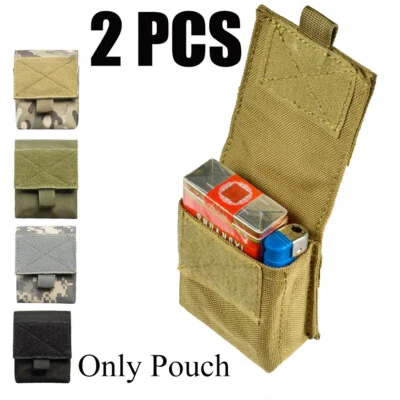 2PCS Molle Tactical Military Cigarette Pouch EDC Utility Lighter Waist Pack Bag