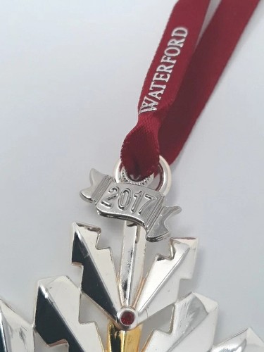 Waterford Snowflake Ornament Red Jeweled Stone Metal Silver Tone 2017 4 Inch - Picture 5 of 8