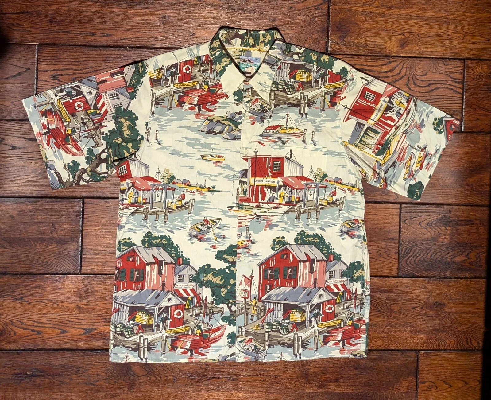 Vtg Reyn Spooner Men's Hawaiian Button Shirt Harbor Village Key West Size Large