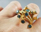 Vtg Modernist Abstract Sterling Silver 925 Gold Plated Ring w/Blue Topaz (S3) — photo 7