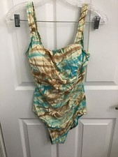 Gottex Silver Women's Multicolor Floral One Piece Swim Bathing Suit 12D