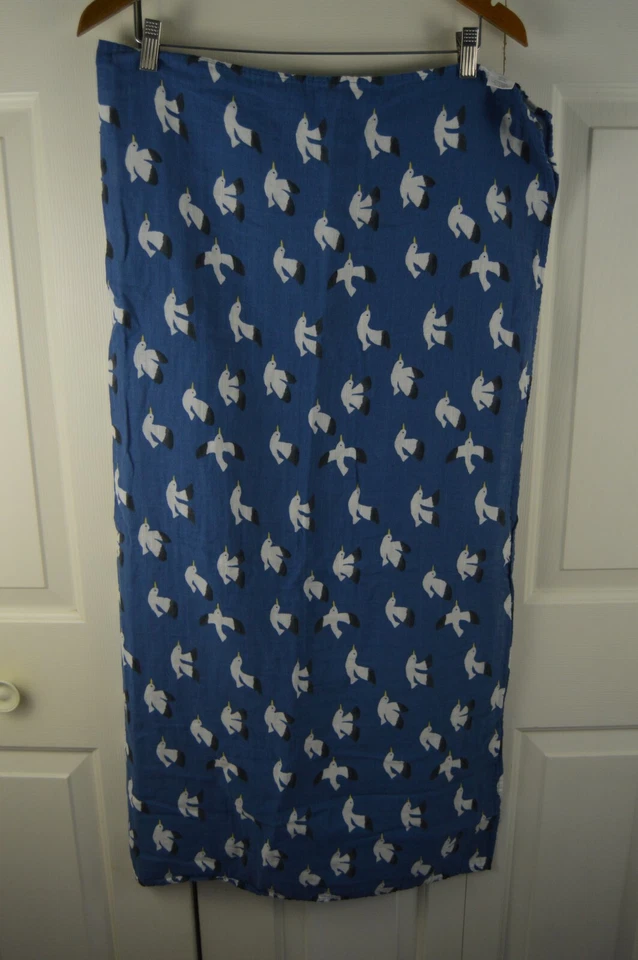 Gymboree Gaviota Bebé Manta Envoltura Azul Blanco Gris Muselina Algodón Lovey Birds Foto 2 de 4