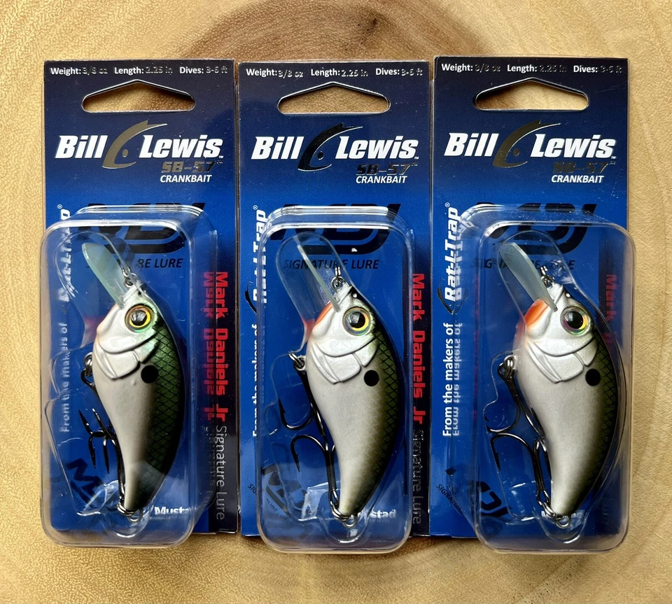 Bill Lewis (Lot of 3) SB-57 Square-bill Crankbaits, Bass, Free Shipping! NWT! - Image 2 of 4
