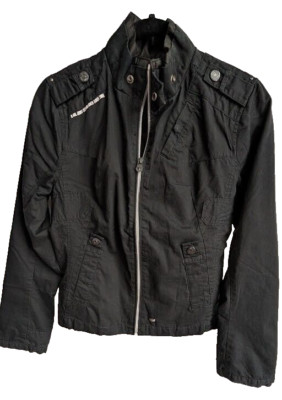 B.Kul Dally Jeans womens Jacket Size S Black 100% Cotton Zip up Y2K lined Gothic