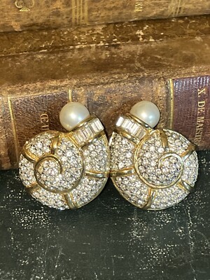 CINER Vintage Ohrclips Vergoldet Alt Schmuck Ohrringe Ohrklipps Schnecke Perlen