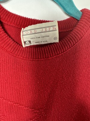 Lord Jeff Sweater Mens Size XL Red Made In USA Cotton Long Sleeve 