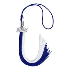Endea Graduation Royal Blue/White Tassel With Silver Date Drop