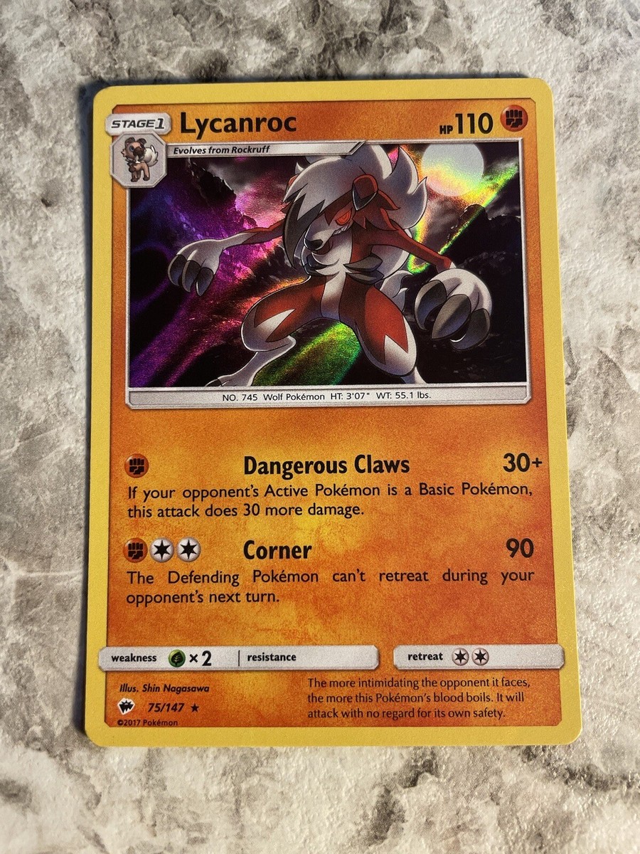 Pokemon Card Lycanroc 75/147 Burning Shadows Holo Rare NM/LP | eBay