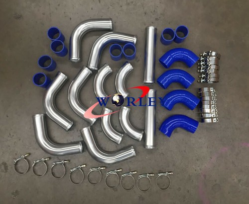 600x300x76mm Universal FMIC Aluminum Intercooler + BLUE piping kit 3" 76mm pipe - Picture 9 of 10