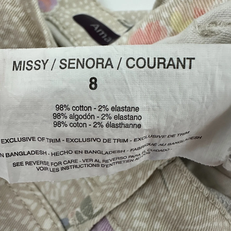 Pantalones Cortos Gloria Vanderbilt Amanda Para Mujer Talla 8 Beige Floral Denim Jean Shorts Foto 3 de 4