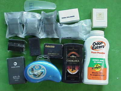VTG Lot Shoe Shine Sponge Products & ShoeHorn Travel Hotel Junk Drawer Cleanout