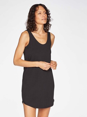 Brandneu mit Etikett Thought schwarze extra lange Weste aus Bio-Baumwolle zum Lagenlook Größe XSmall