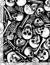 Halloween Fabric Wicked Packed Skeleton Skull Bone Timeless Treasures YARD