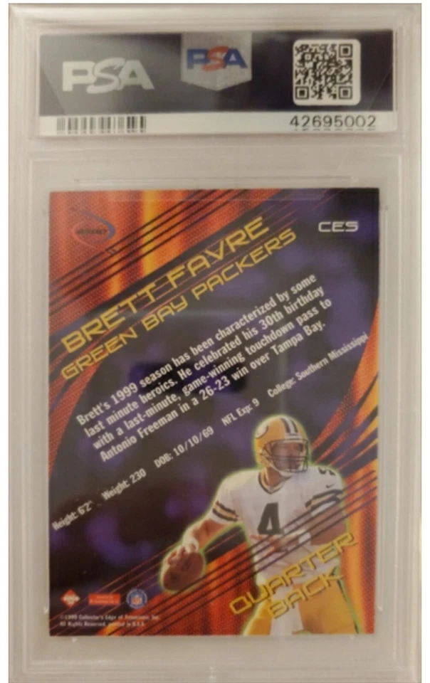 Collectors Edge Odyssey Brett Favre 1999 Cutting Edge clasificación PSA 10 POP 2 Foto 2 de 2