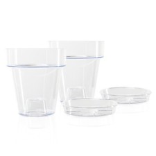 Kit vaso e sottovaso trasparente Teraplast - diametro 16cm - 2 o 5 pezzi