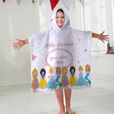 Kinder personalisiertes Kapuzenhandtuch Poncho Prinzessin Kinder Bademantel Bad Sonne