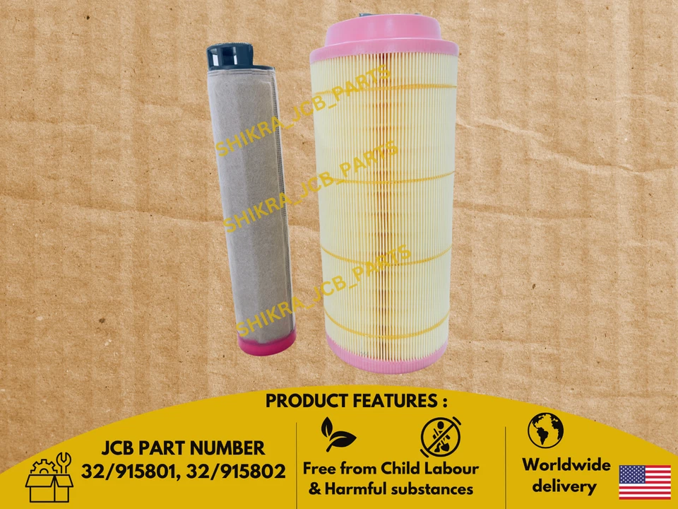 JCB BACKHOE - AIR FILTER ELEMENT SET INNER & OUTER (PART # 32/915801 32/915802) - Image 2 of 4