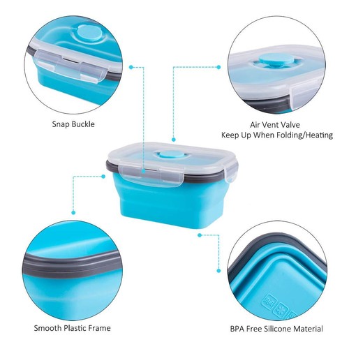 4 Pack 11.8oz Silicone Collapsible Food Storage Containers with Airtight Lids - Picture 2 of 8