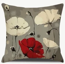 Mixed Poppy Flower Garden Floral Spring Throw Pillow Cover Holiday HOME Decor