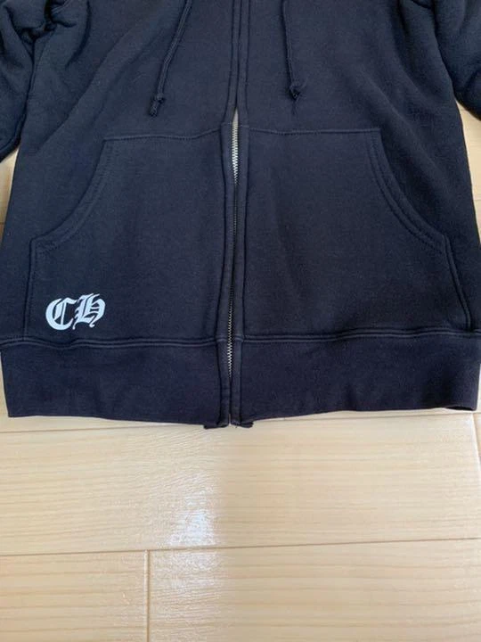 CHROME HEARTS Felpa con cappuccio cuori cromati pugnale cerniera 5 stelle stampa etichetta a scorrimento taglia S