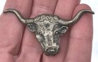 <!--F#f_0-->Vintage Western Americana Button Cover Steer Bull Southwest Native Nice Patina <!--F/-->