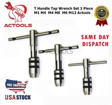 Adjustable T-Handle Tap Wrench Set 3 Pcs M1-M4 / M4-M8 / M6-M12  USA ACTOOLS