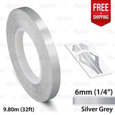SILVER GRAY 1/4" 6mm Roll PIN STRIPE Car Striping Line TAPE Decal Vinyl Sticker