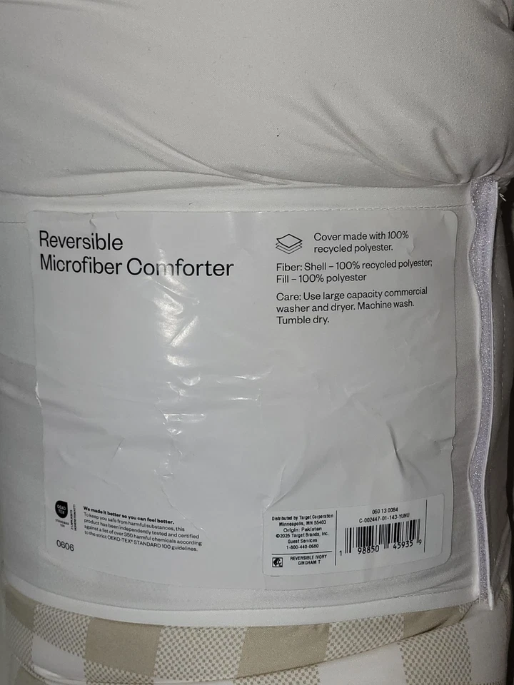 Room Essentials Reversible Microfiber Comforter Size TWIN/XL TWIN 2-tone Ivory - Image 4 of 4