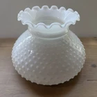 VTG Milk Glass Hobnail Lamp Globe Shade Ruffled Top 7" Replacement Farm Decor