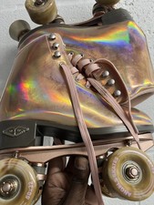 Angel Skates Angel Dust Holographic Pink Rose Gold Roller Skates Sz 5 US - CLEAN