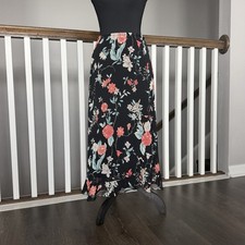 Dark Romantic Y2K Fairy Floral MidiSkirt Ruffle Hem Medium Whimsigoth Coquette
