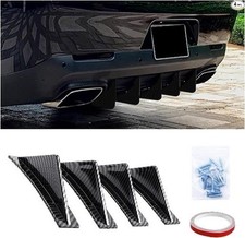 4PCS Car Rear Lower Bumper Wing Lip Diffuser, Anti-C Size: Curved/Carbon Fiber