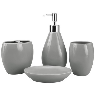 4-Piece Ceramic Bathroom Accessory Set, Bathroom Accessories Set Includes Soa...