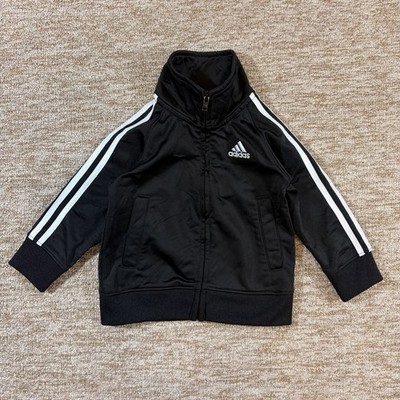 Adidas Baby Jungen schwarz Trainingsjacke 12 Monate durchgehender Reißverschluss 3 Streifen Sport Oberteil