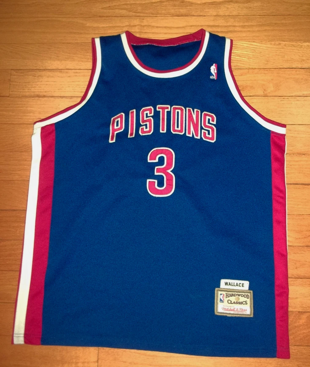 Maillot Vintage Detroit Pistons Ben Wallace Authentique Cousu - Taille 50 Rouge