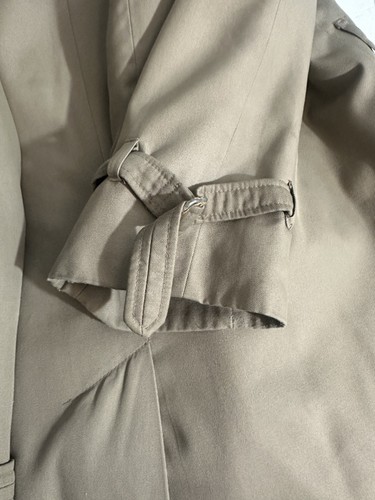 Gabardina Adolfo Abrigo Vintage Beige Con Forro Abotonada - Imagen 16 de 19