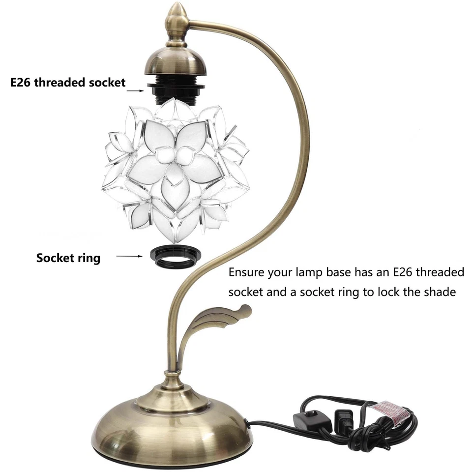 S10732 Tiffany Style Stained Glass Flower Petal Lampshade (Pink, 8" Cherry Bl... - Image 4 of 4